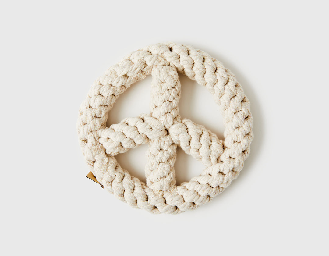 Jax & Bones White Peace Sign Rope Dog Toy