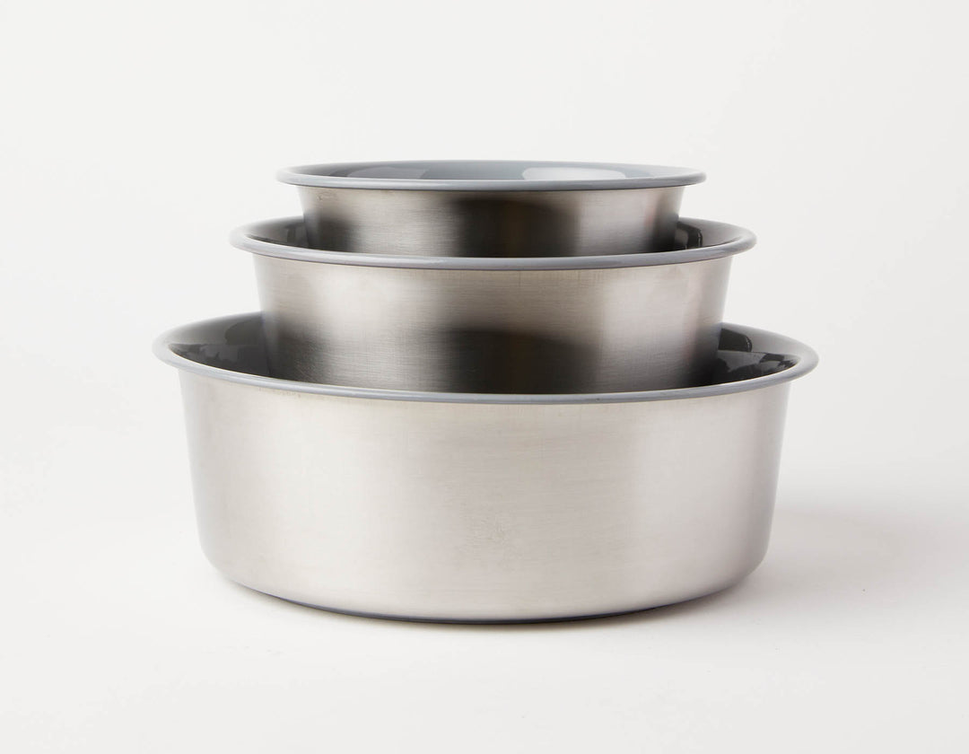 Slow Feeder Dog Bowl Grey - Anti Slip Stainless Steel  Jax & Bones