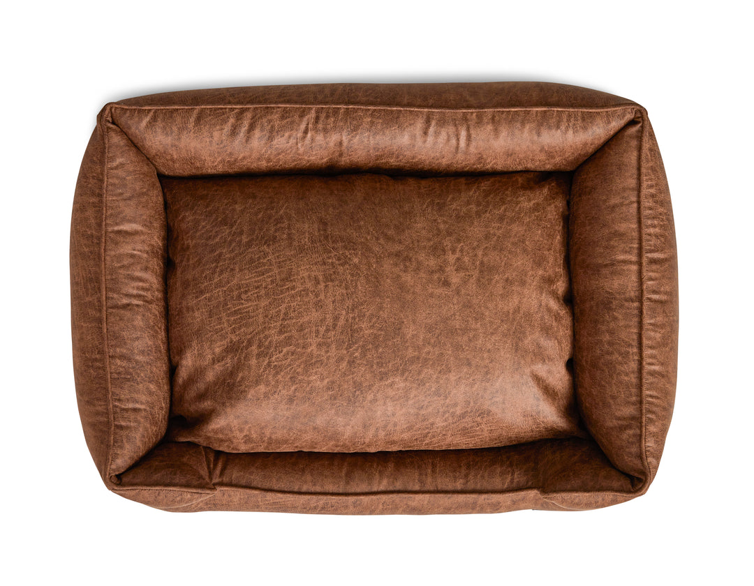 Natural Vintage Lounge Bed | Jax & Bones | Faux Leather Dog Bed